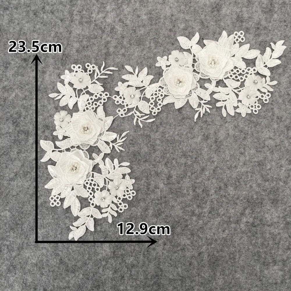 3D цветок кружевной тканевый воротник для вышивания ABS жемчужный Вениз Кружева