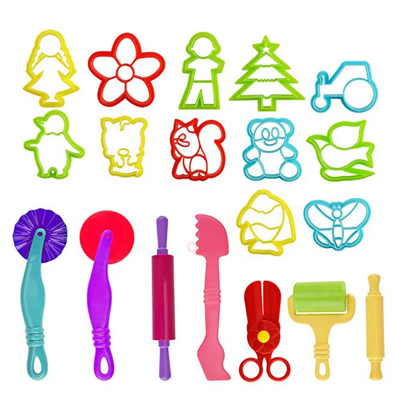 19 шт. Пластилиновое тесто животное форма цветы набор инструментов слайм мягкая