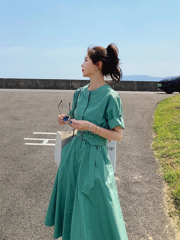 

Fresh age reducing French dress summer 2021 new women's unique design A-line skirt college style leisure vestido feminino