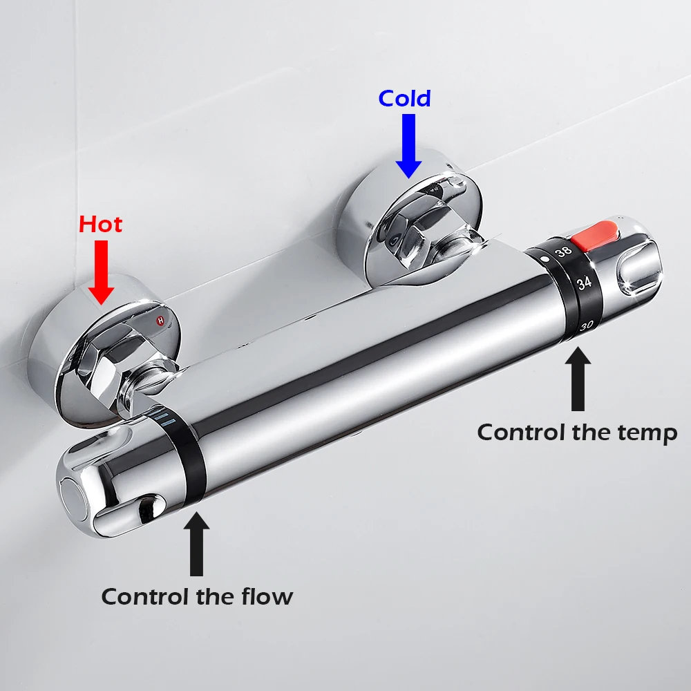 

Thermostatic Shower Sets Bathroom Shower Faucet Hot And Cold Mixer Brass Faucet Bathtub Shower System Waterfall Shower