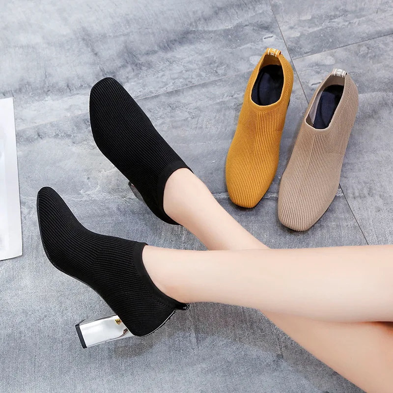 

New Women Fashion Low Cut Zipper Retro Wild Warm Elastic Cloth With Classic Non-slip Ladies Booties Three Color Optional B20-28