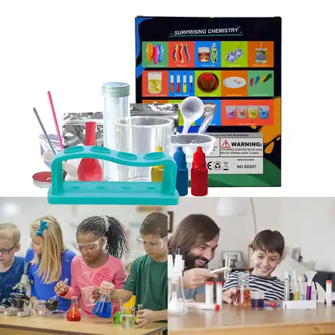 Набор для научных экспериментов, инструменты для научного обучения, Детская Веселая лабораторная игрушка, 3 серии из 58 экспериментальных ту...
