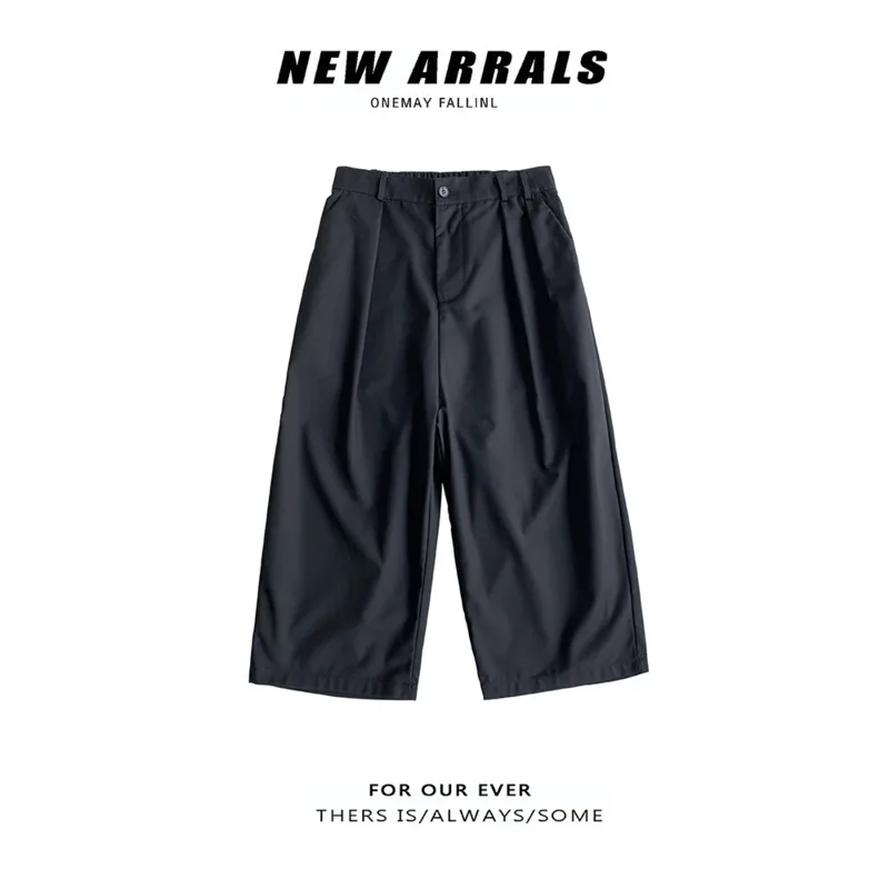 

Summer Thin Section Straight Pants Men's Solid Color Casual Pants Men Streetwear Wild Loose Cropped Pants Mens Dress Pants S-3XL