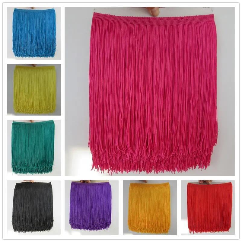 

Wholesale 1Yard/lot Lace Trim Tassel Fringe DIY Latin Dress Stage Clothes Accessories Decorative Tassels for Curtains