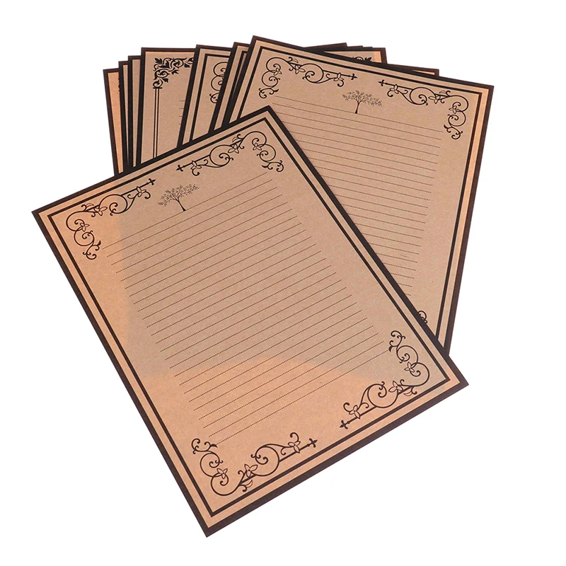 

1Set(8sheets) European Style Decorative Pattern Vintage Lace Side Letter Paper Kraft Writing Paper
