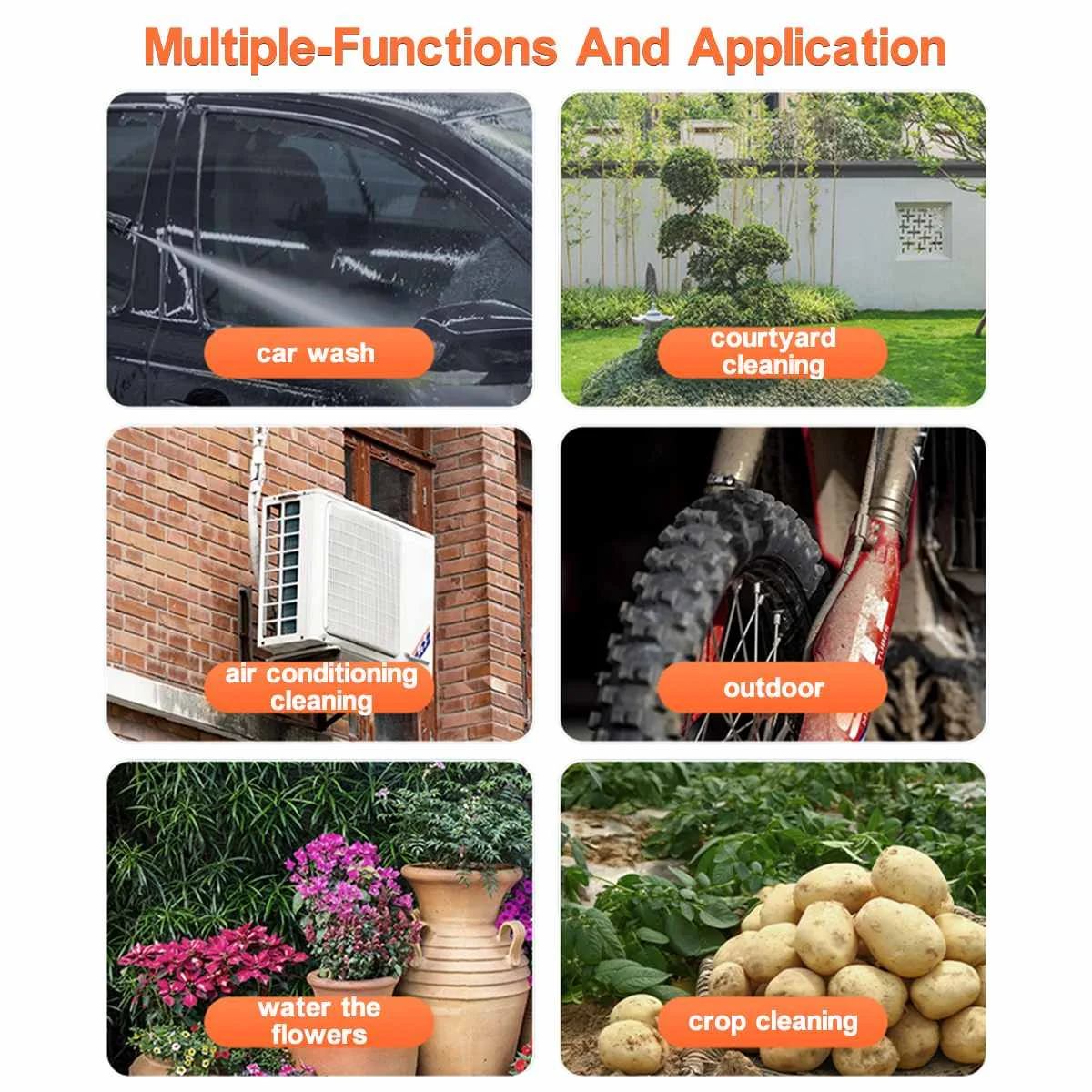 Продажа Электрический пистолет высокого давления с насадкой 0-150 °, 20000 мАч, 30 бар, прокладка для стиральной машины