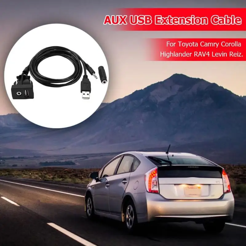 1 м Dash USB порт Панель 3 5 мм AUX удлинитель для Toyota Camry Corolla аудио разъем с поддержкой