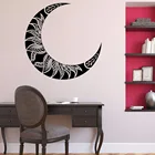 Черно-белая виниловая настенная наклейка с полумесяцем, мандала, цветочные лепестки в стиле бохо, Виниловая наклейка, наклейка для спальни, художественная Настенная роспись HL92