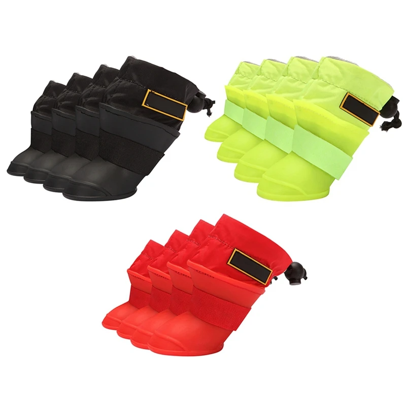 4 шт./лот обувь от дождя для собак силиконовые ботинки с флисовой подкладкой