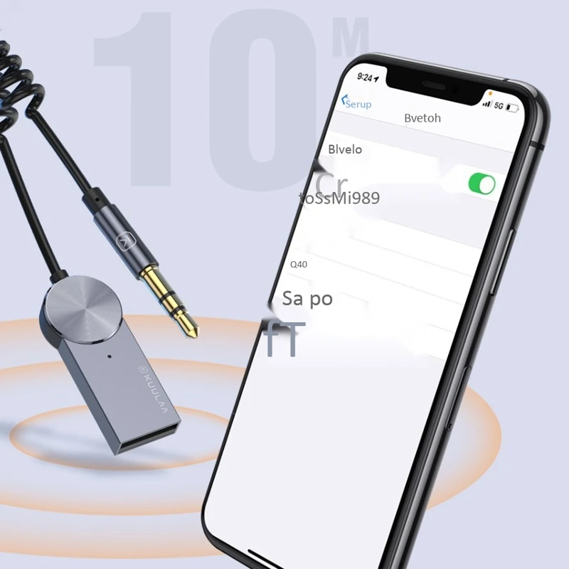 Kuulaa Bluetooth-приемник USB Aux для автомобиля многофункциональный 5 0 штекер и