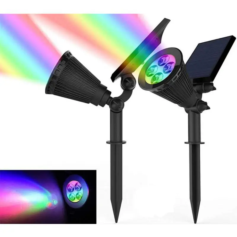 

Светодиодный уличный светильник на солнечной батарее, меняющая цвет RGB, наземная лампа для газона, водонепроницаемый Ландшафтный Точечный ...