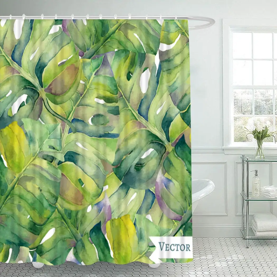 

Leaves Shower Curtain With Hooks for Bathroom Abstract Leaves Waterproof Polyester Bath Shower Curtain Set Home Bathroom Decor