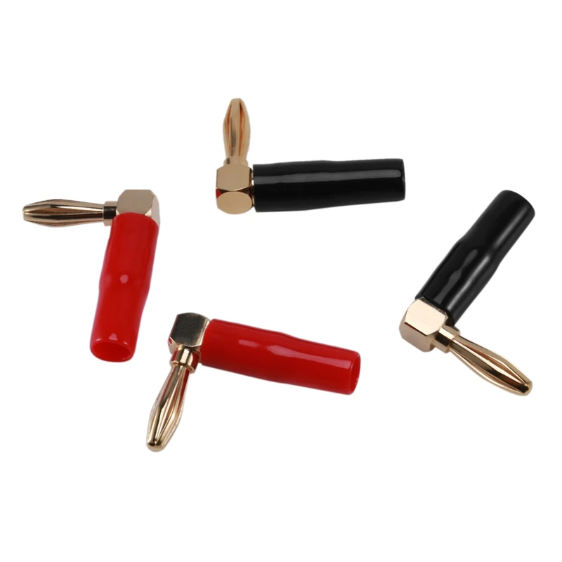

[4 Pack] Hi-end Copper Right Angle/90 Degree Screw Type Banana Plug / Speaker Cable Connector [Banana De L]