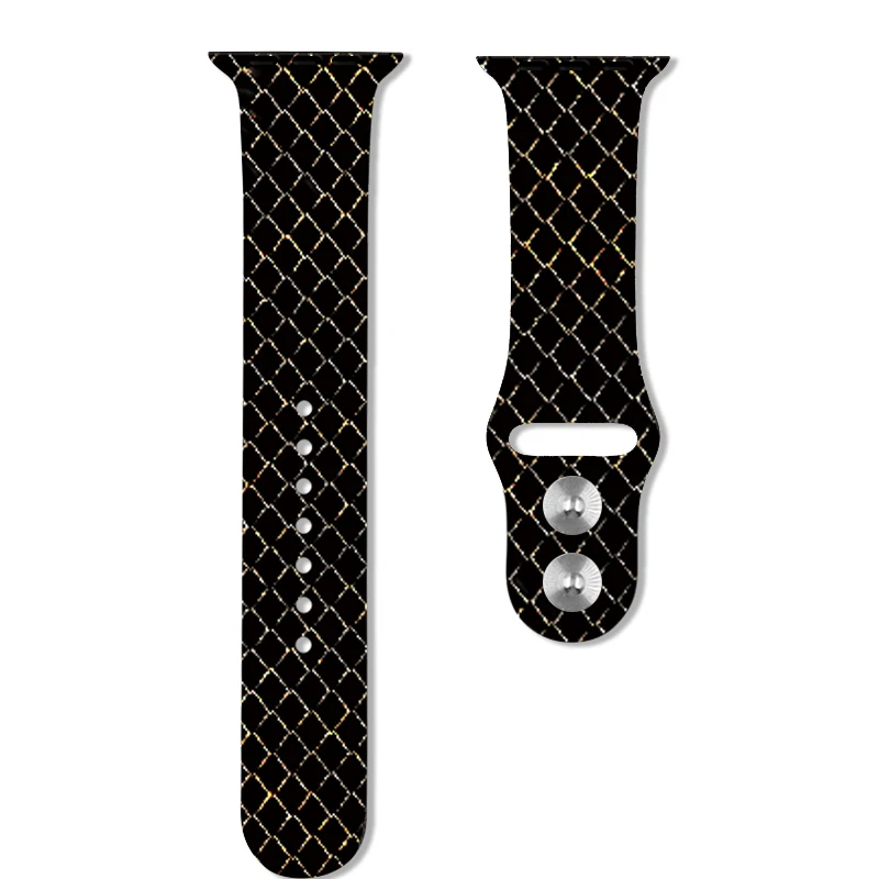 Black serpentine 40mm 44mm Printing Watch Bands For Apple Watch 4 Rubber Strap Sport Bracelet 42mm 38mm For Iwatch 3 2 1 Accessories - Цвет ремешка: Black serpentine