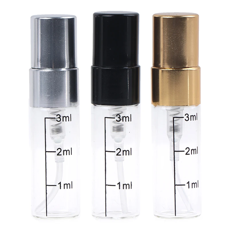 

3ml Glass Bottle with Scale, Empty Perfume Bottles Atomizer Spray Bottles Portable Travel Cosmetic Container Make Up Tools