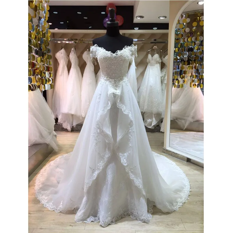 Принцесса Русалка Свадебные платья со съемной юбкой Роскошный вышитый бисером