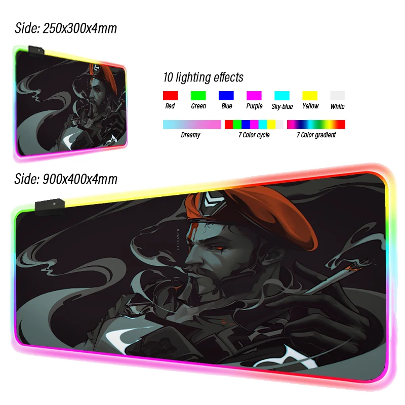 

Anime Valorant Gaming RGB MousePad Large Locking Edge Speed Game Gamer LED Mouse Pad Soft Laptop Notebook Mat for CSGO