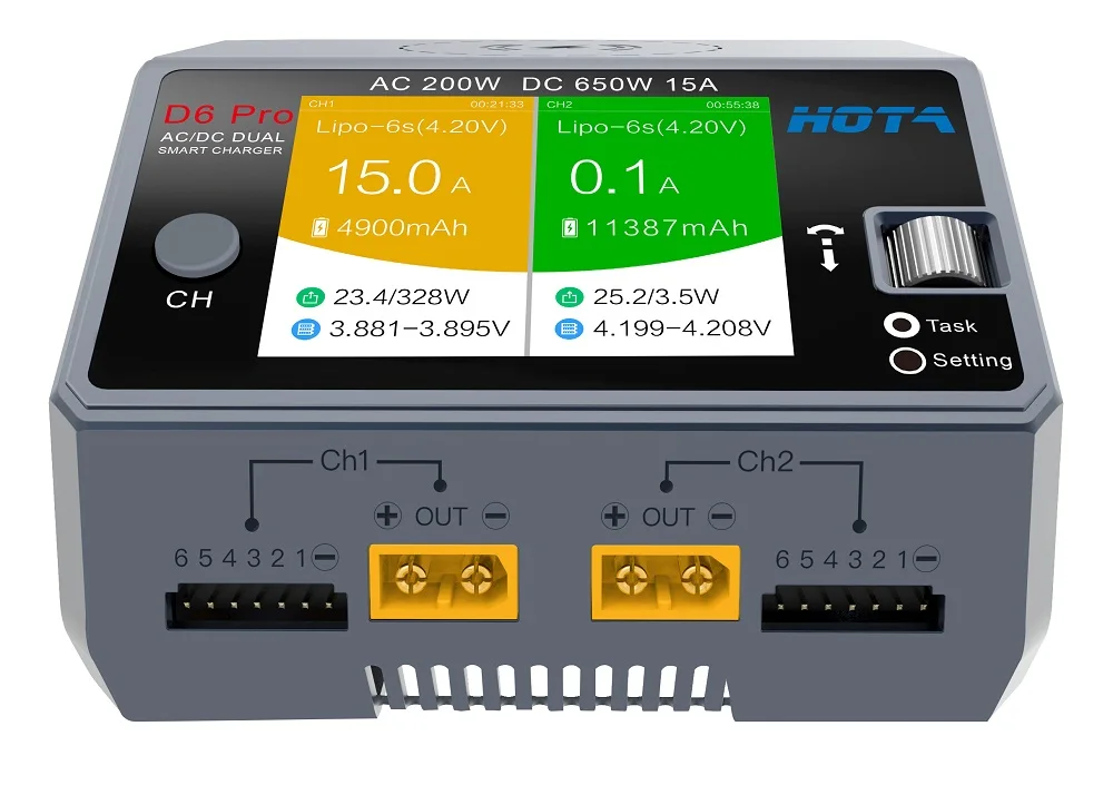 HOTA D6 Pro умное зарядное устройство AC200W DC650W 15A для Lipo LiIon NiMH батареи iPhone Samsung