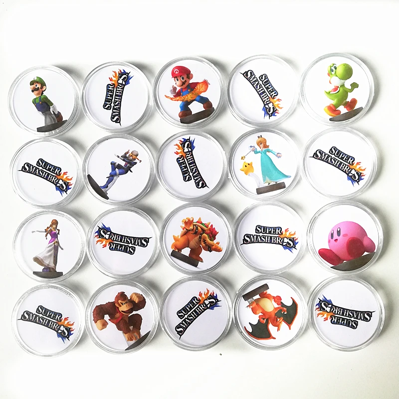 20 шт. Super Smash Bros для Amiibo Mario Ntag215 карта сбора данных монета NFC Tag NS Switch Wiiu изысканная