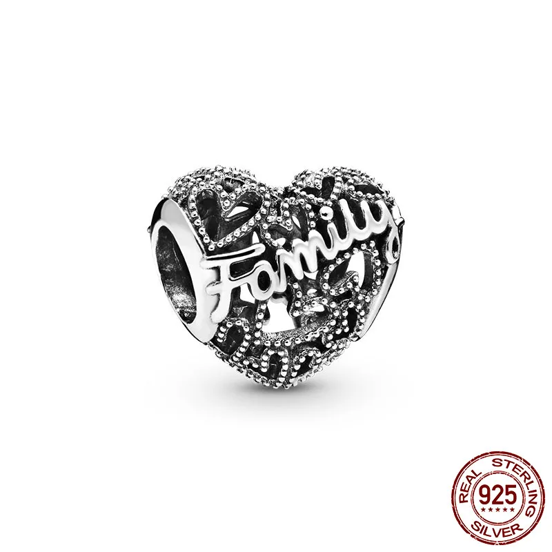 

Christmas Gift 925 Sterling Silver life of family Heart Family Charm fit Pandora Bracelet DIY Silver 925 Jewelry Making Gift