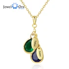 Ожерелье с индивидуальным именем и 2 камнями по дню рождения, индивидуальное ожерелье с каплями воды, ювелирные изделия на годовщину (JewelOra NE103417)