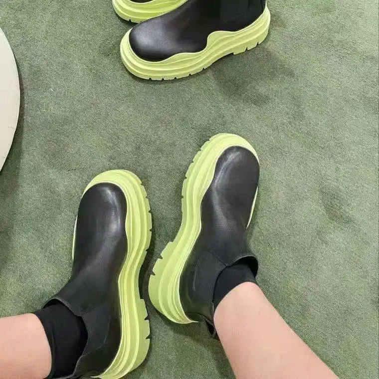 Женские ботильоны на массивном каблуке женская обувь Осенние брендовые