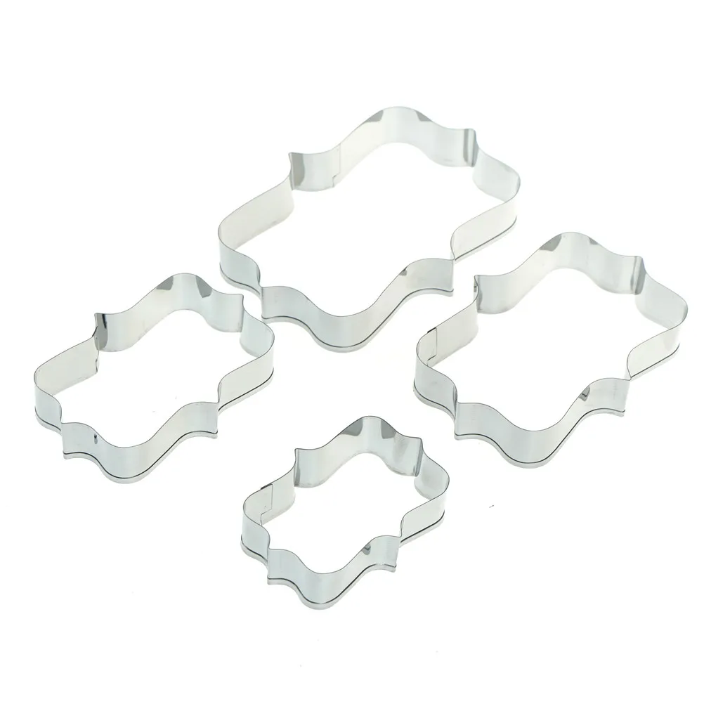 4pcs DIY Biscuit Mold Fondant Cake Decoration Baking Stainless Steel Cookie Cutters Mirror Frame | Дом и сад
