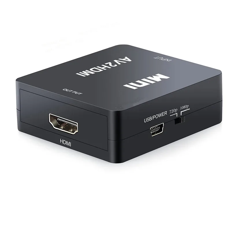 HBUDS мини композитный AV 3RCA CVBS к HDMI видео аудио конвертер коробка адаптер 720p 1080p Upscaler