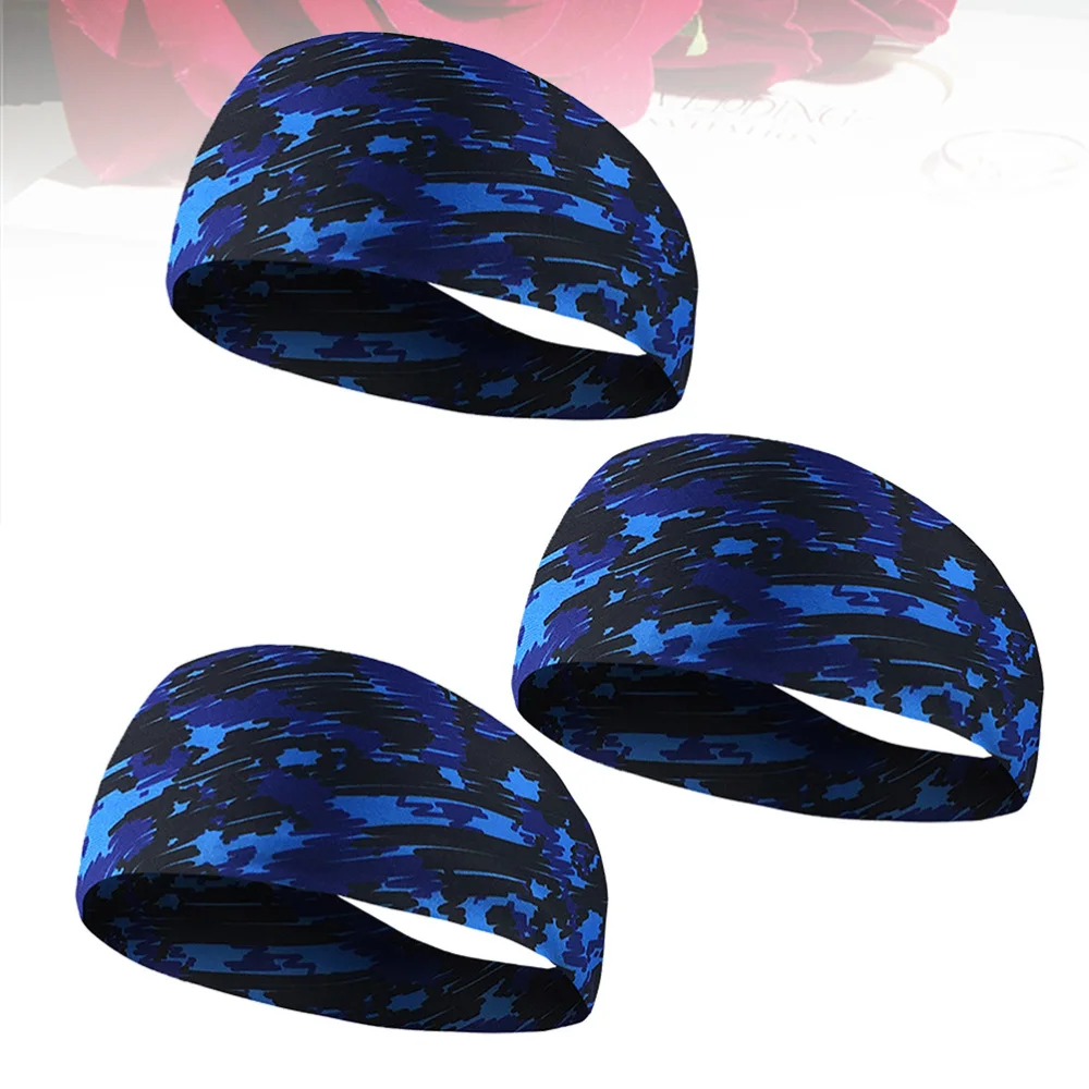 

3pcs Unisex Sports Headband Elastic Sweat Absorb Hair Bands Anti-slid Head Wrap for Yoga Running Riding Fitness Workout Gym Exer
