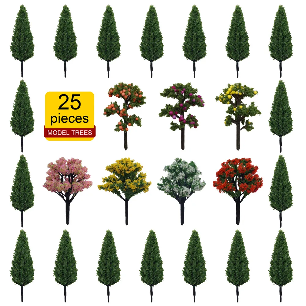 

Смешанные микро ландшафтного дизайна модельное дерево 25 шт. рельсы для поезда ж/д цветок Плодовое дерево игрушка из сосны песок стол для сце...