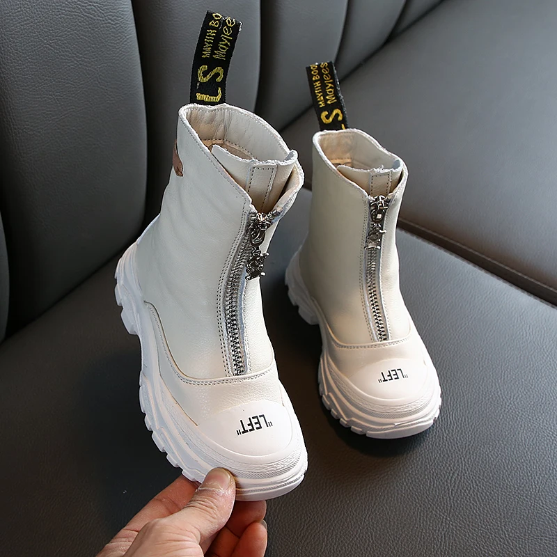 Детская обувь новинка 2019 модные кожаные ботинки Martin для мальчиков и девочек