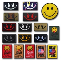 smile face laser engraving patch high quality hook nylon material reflective infrared ir luminous armband tactical patch sticker