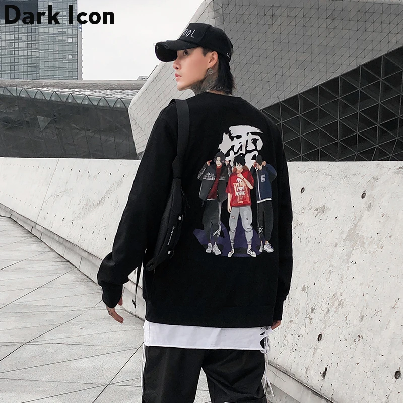 Мужская толстовка из махровой ткани с принтом темных икон пуловер хип-хоп