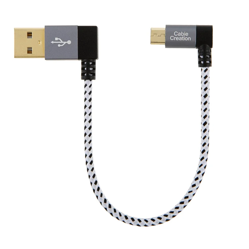 90 градусов USB 2 0 A к Micro B кабель двойной угол Угловой короткий микро с алюминиевым