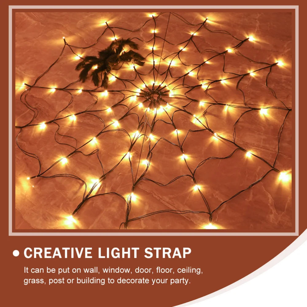 

1Set Delicate Spider Web Shaped Light Remote-controlled Lamp Decor