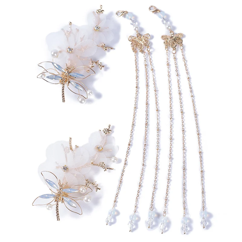 Han Fu головной убор Античная Аксессуары для волос заколка кисточкой шаг пожать в