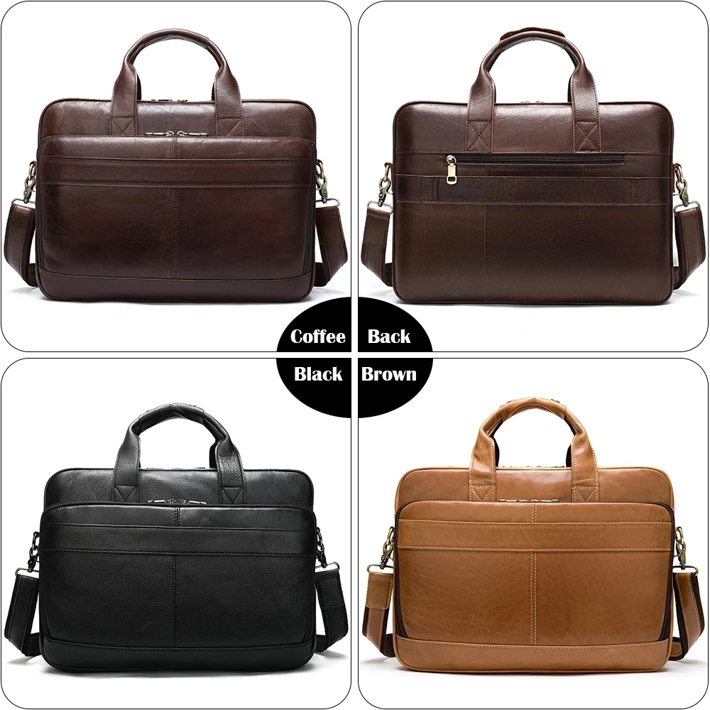 genuine leather briefcase for men bag hand laptop 15 6 inch document a4 shoulder handbag business office male large travel 2020 free global shipping