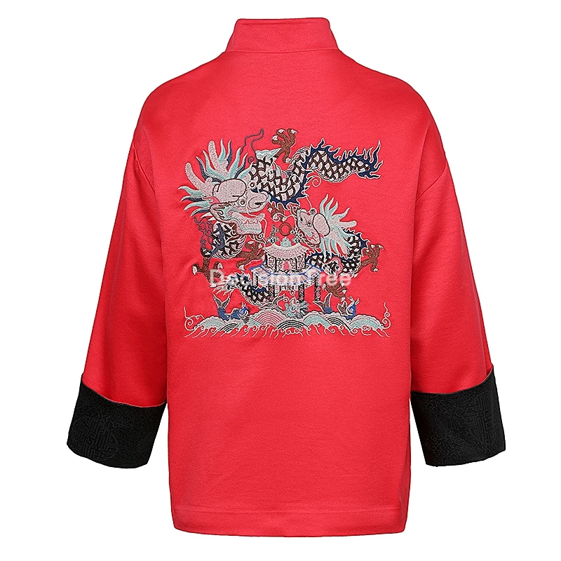 Рубашка Женская атласная с вышивкой в традиционном китайском стиле Ципао на