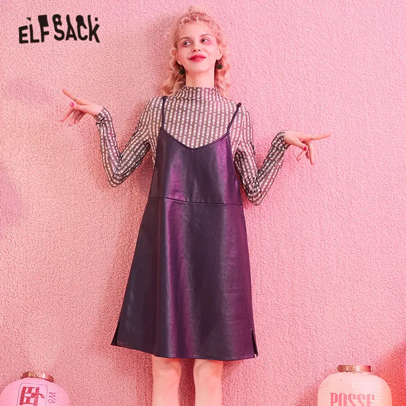 Женский кожаный костюм ELFSACK синий с принтом единорога из двух частей зимнее