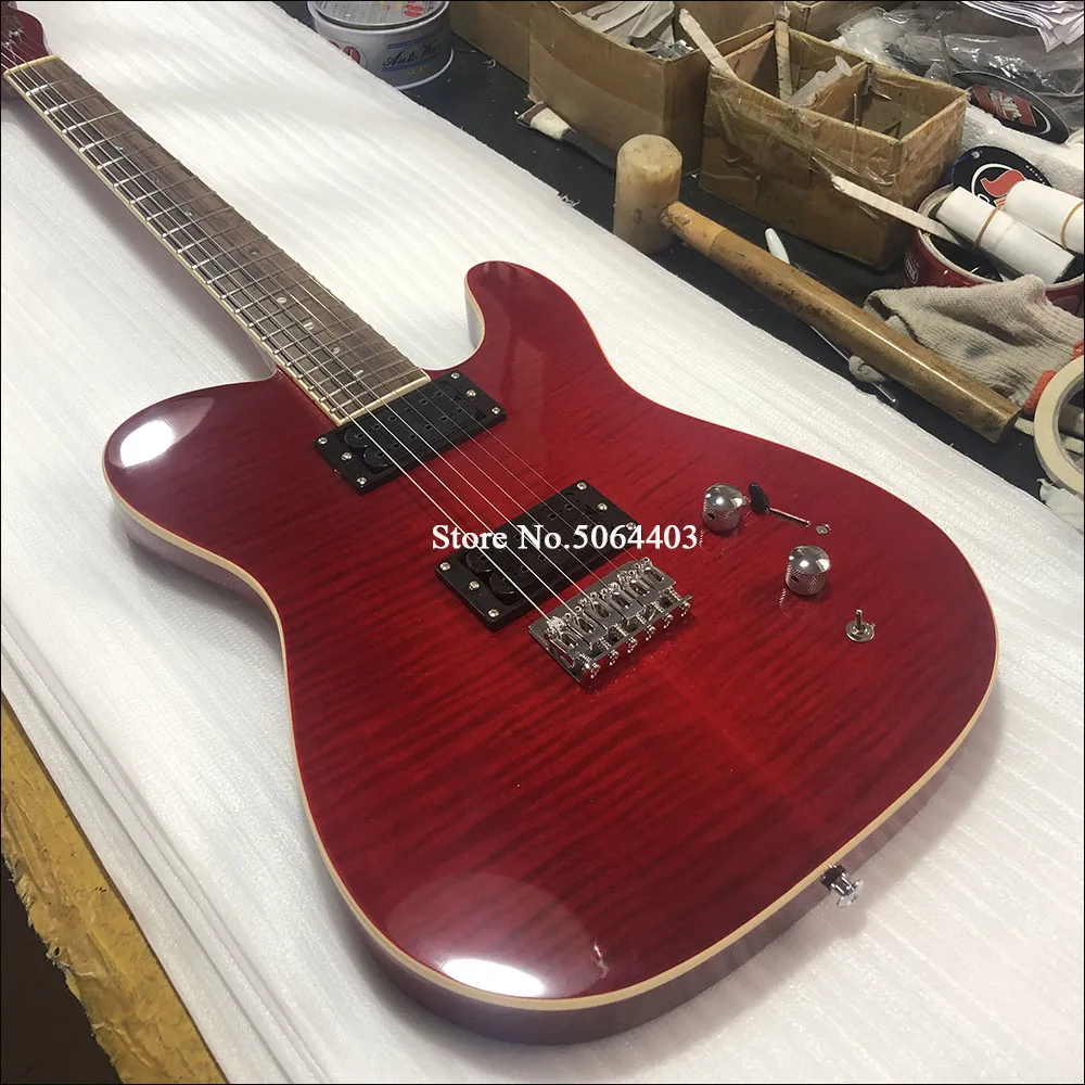 Прямая продажа с фабрики 6 строка электрогитара красный черный розовое дерево