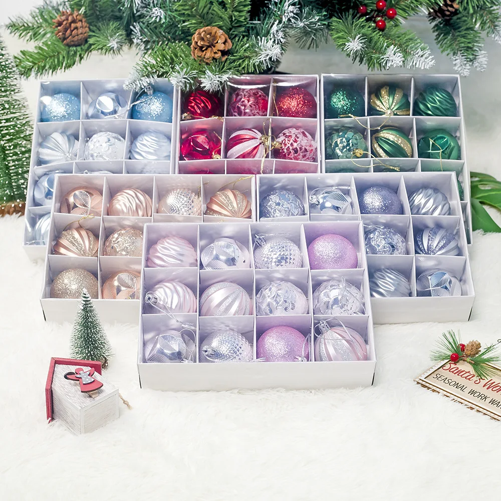 

12Pcs 6cm Christmas Tree Pendant Christmas Tree Ball New Year Party Decor Xmas Party Hanging Ball Decor Props