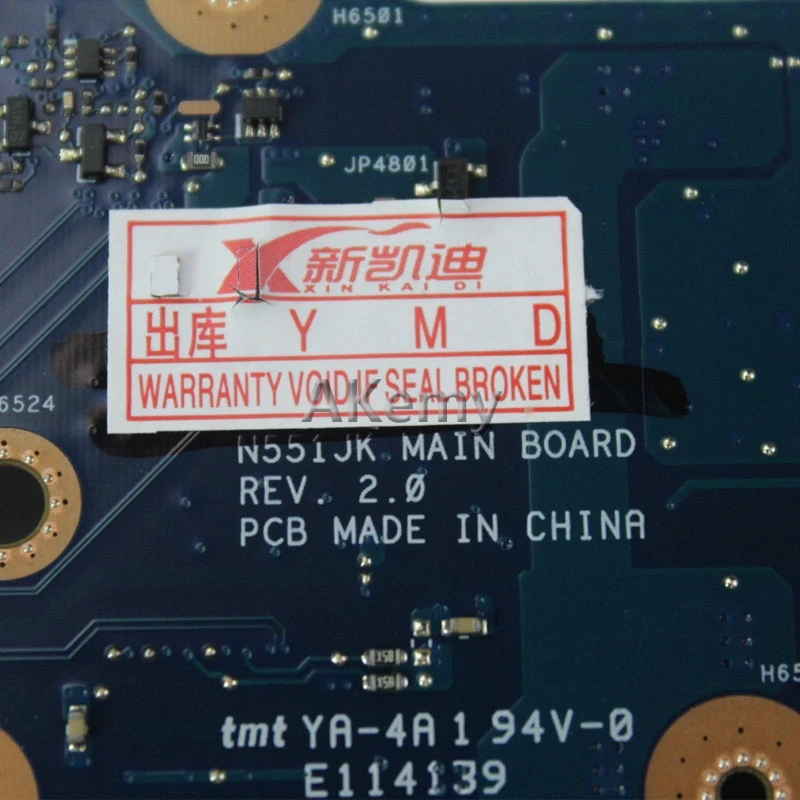 

XinKaidi N551JM Laptop motherboard for ASUS N551JM G551JM N551JW N551J N551 Test Original Mainboard I5-4200H GTX860M