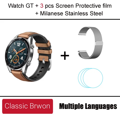 Huawei Watch GT Смарт часы Поддержка gps 14 дней Срок службы батареи 5 атм водонепроницаемый телефонный Звонок трекер сердечного ритма для Android iOS - Цвет: Silver add strap