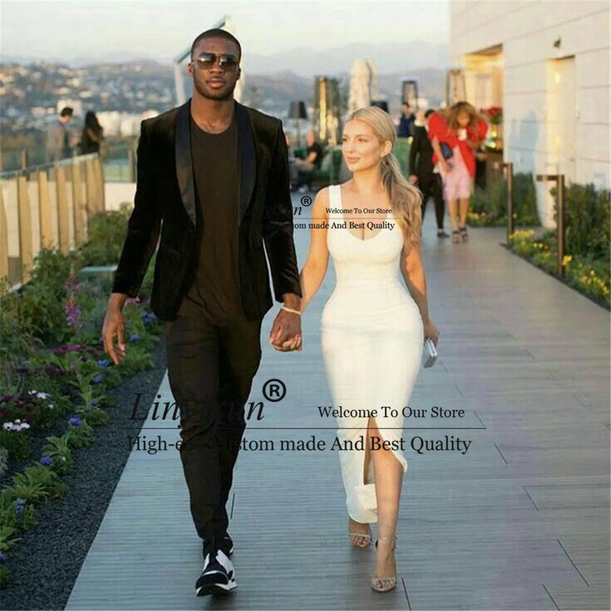 

Мужской облегающий костюм, костюм из 2 предметов: пиджак, брюки, шаль, лацканы, смокинг, свадебный костюм для выпускного, Мужской Блейзер, кос...