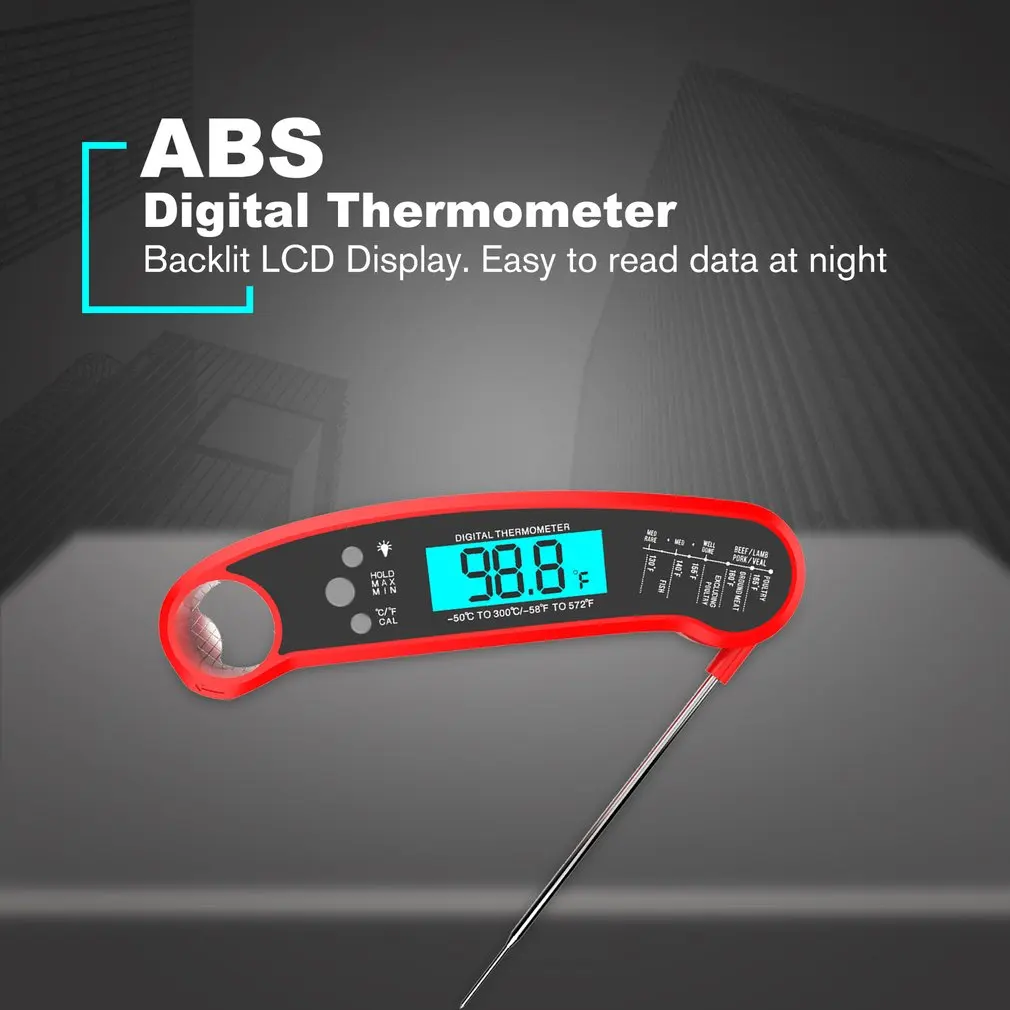 Автоматический цифровой термометр для барбекю водонепроницаемый мгновенного