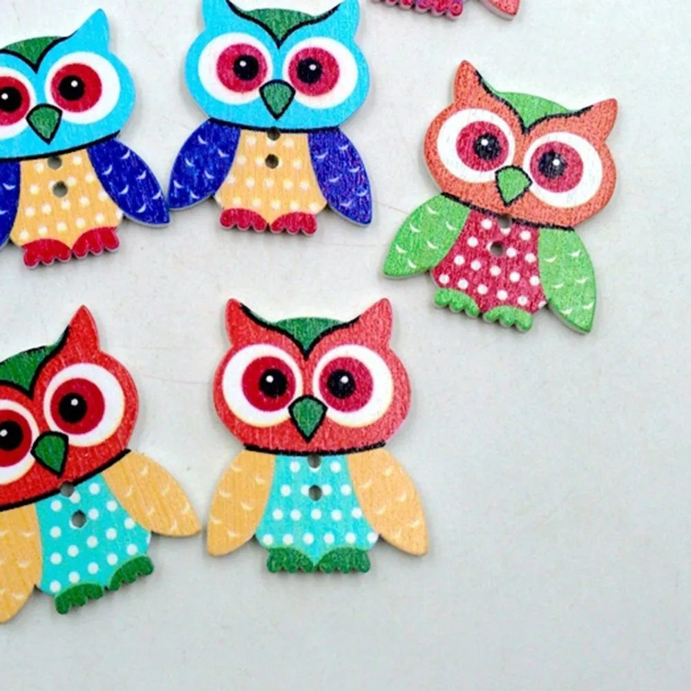 20 шт. Симпатичные Мультяшные сова деревянные пуговицы с рисунком 2 отверстия