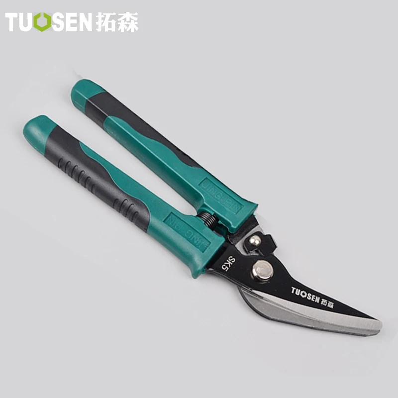 Curved Head TUOSEN " ножницы для листового металла Ножницы Резак ручной инструмент ПВХ ручка изогнутые/прямые лезвия - Цвет: Curved Head