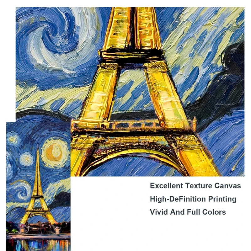 

Starry Night of Paris Tower Canvas Art Posters And Prints Abstract Landscape Canvas Paintings on the Wall Art Pictures Cuadros