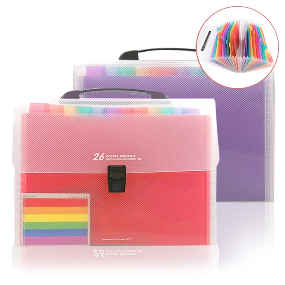 

26-Слои Rainbow-Цветной папка для документов Пластик нетравматическое папки для хранения Портативный окружающую среду изделие для подшивки док...