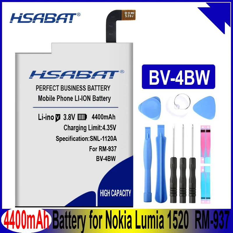 HSABAT 4400 мАч BV-4BW аккумулятор для Nokia Lumia 1520 MARS Phablet RM-937 Bea Lumia1520 | Мобильные телефоны и